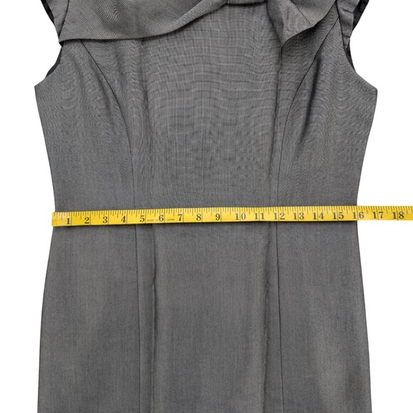 Sandra Darren Sheath Dress Pewter Grey Cap Sleeve Bow Detail Lined Size 8 - Picture 9 of 11